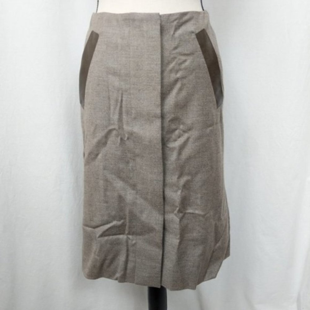 Escada Wool Cashmere Front Zipper Pencil Skirt 34